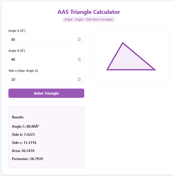 AAS Triangle Calculator
