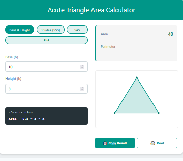 Acute Triangle Area Calculator