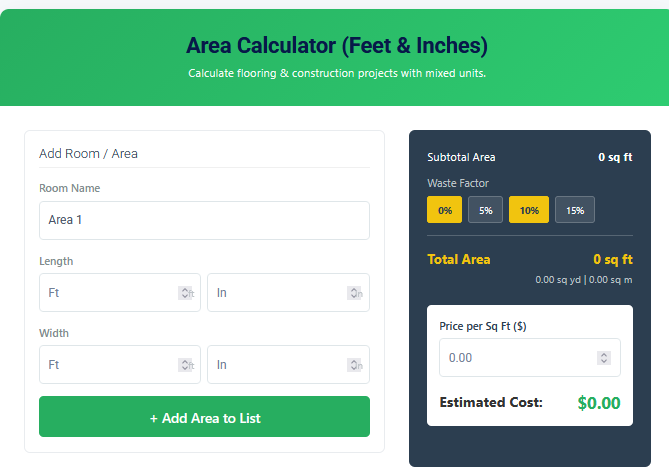 Area Calculator Feet And Inches