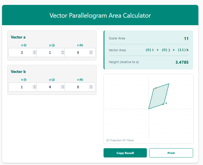 Area of Parallelogram Using Vectors