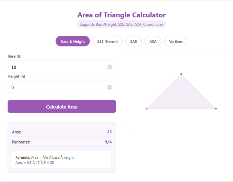 Area of Triangle Calculator: Solve Any Triangle Instantly
