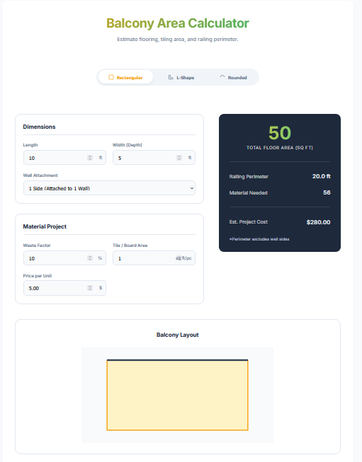 Balcony Area Calculator