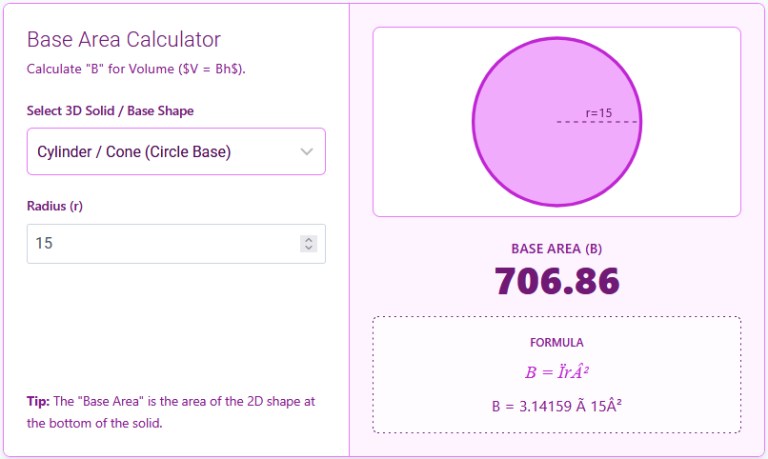 Base area calculator