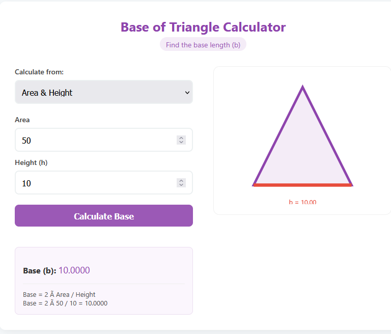 Base of Triangle Calculator