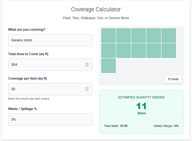 Coverage area calculator
