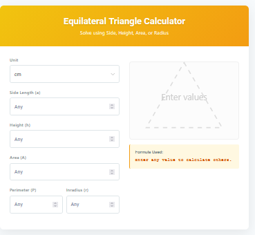 Equilateral Triangle Area Calculator