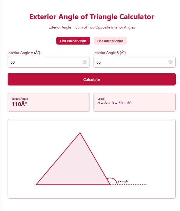 Exterior Angle of Triangle Calculator