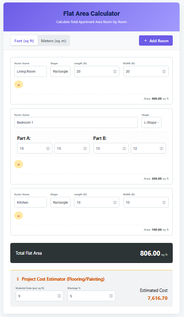 Flat Area Calculator