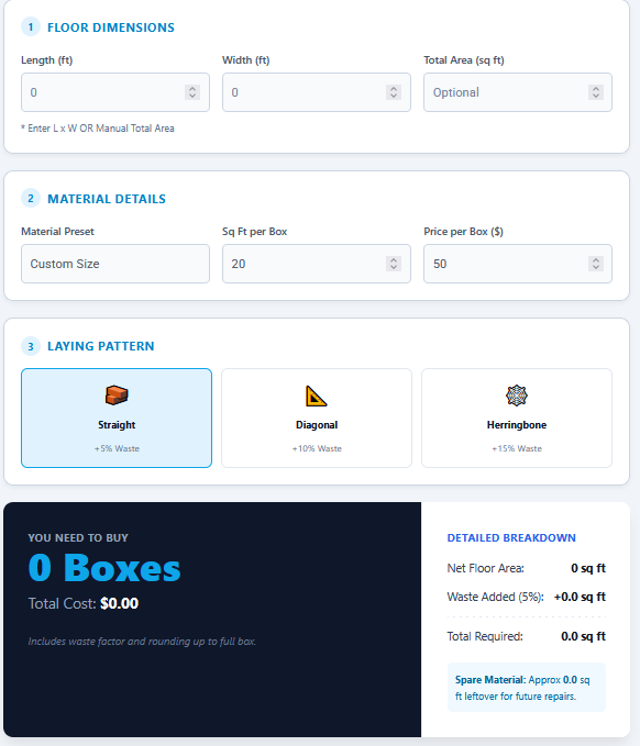 Flooring Material Calculator