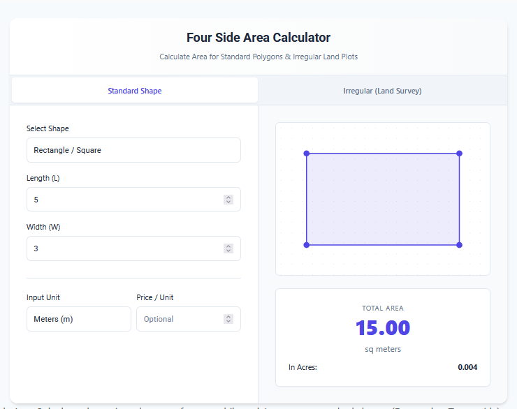 Four sides area calculator