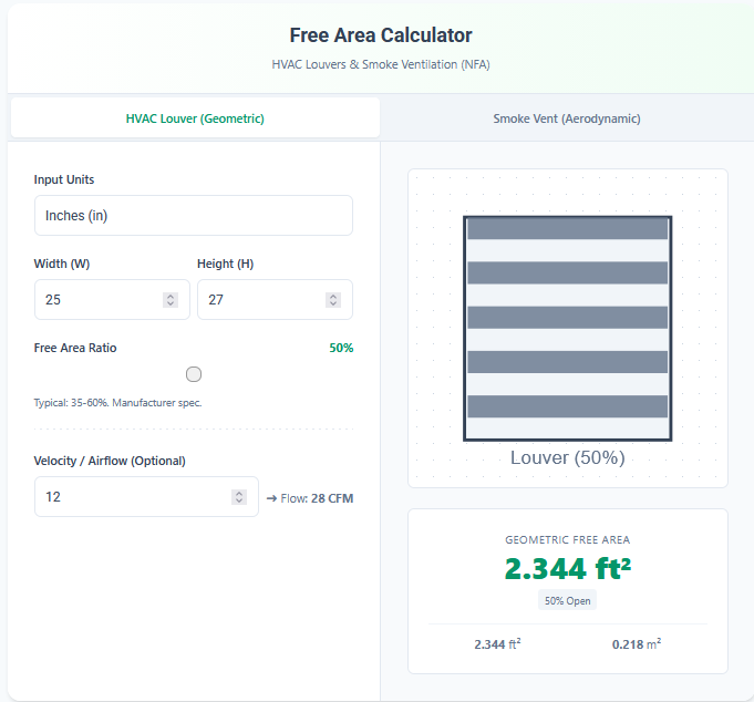 Free area calculator