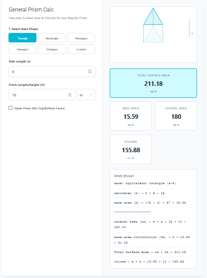 General Prism Calculator
