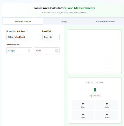 Jamin Area Calculator