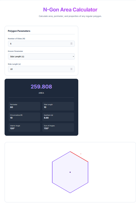 N-Gon Area Calculator