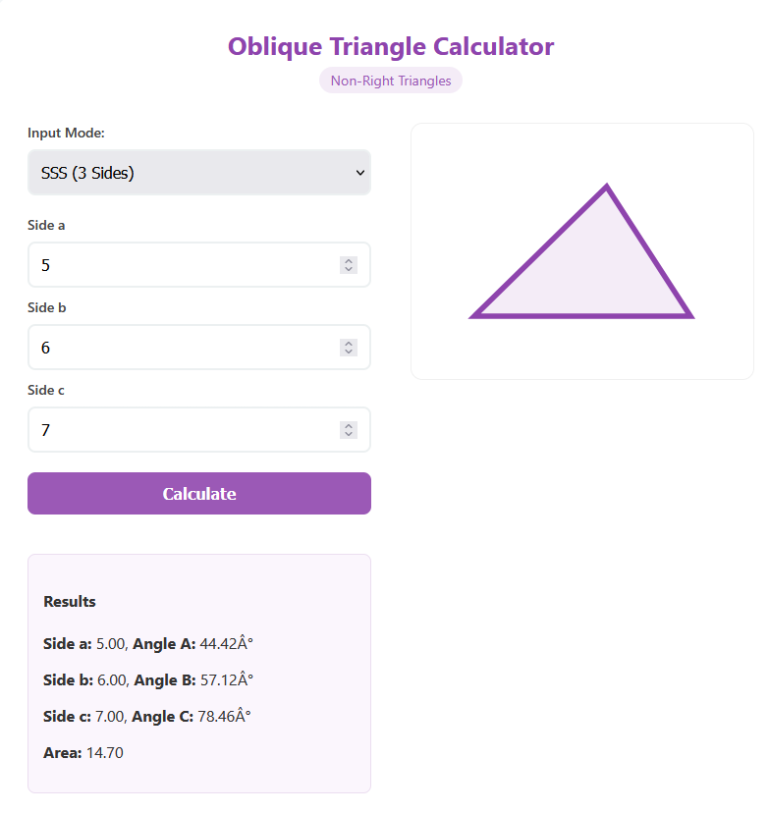 Oblique Triangle Calculator