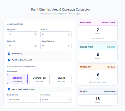 Paint coverage calculator