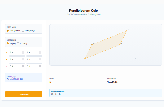 Parallelogram Coordinates Calculator