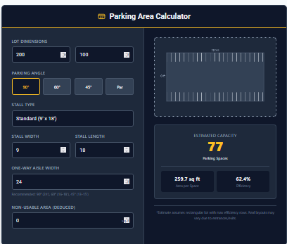 Parking Area Calculator