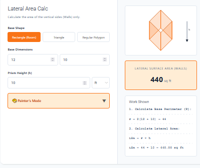 Prism Lateral Area Calculator