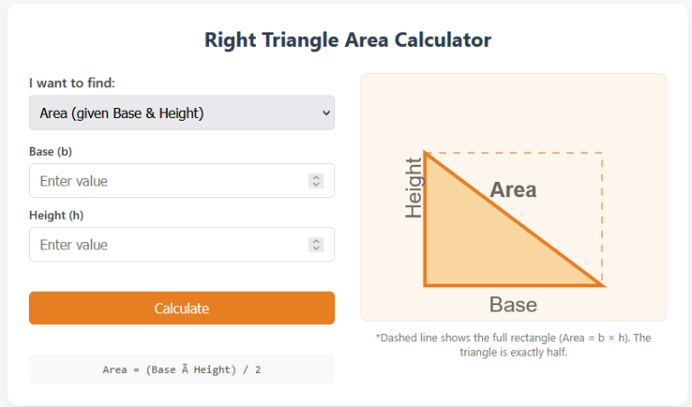 Right Triangle Area Calculator