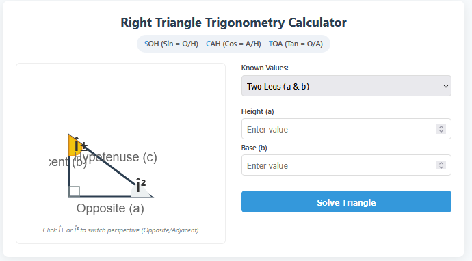 Right Triangle trignometry Calculator