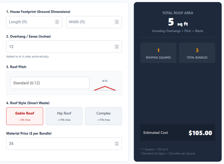 Roof Area Calculator