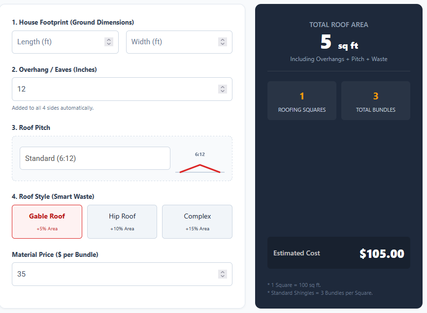 Roof Area Calculator