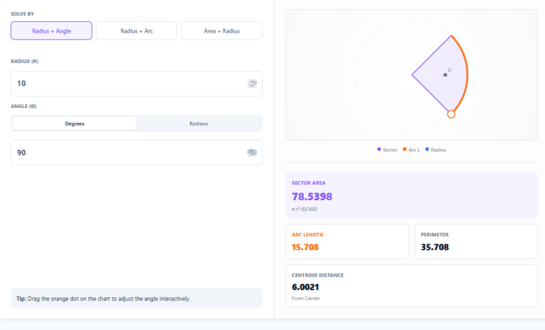 Sector Area Calculator