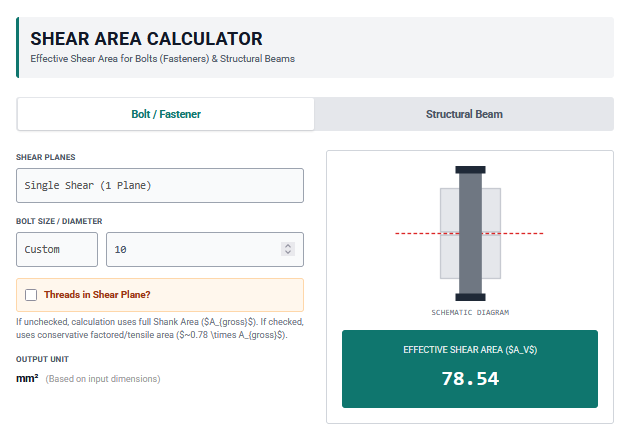 Shear Area Calculator