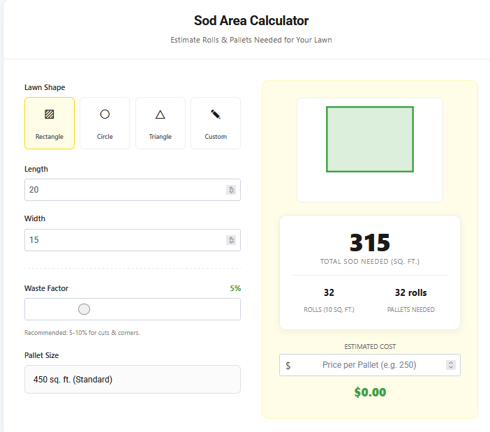Sod Area Calculator