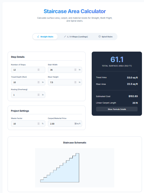 Staircase Area Calculator