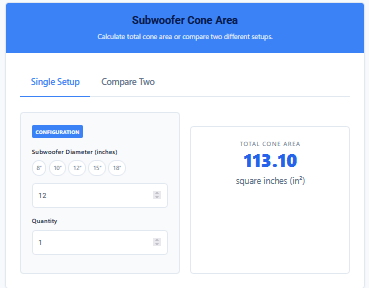 Subwoofer Cone Area Calculator