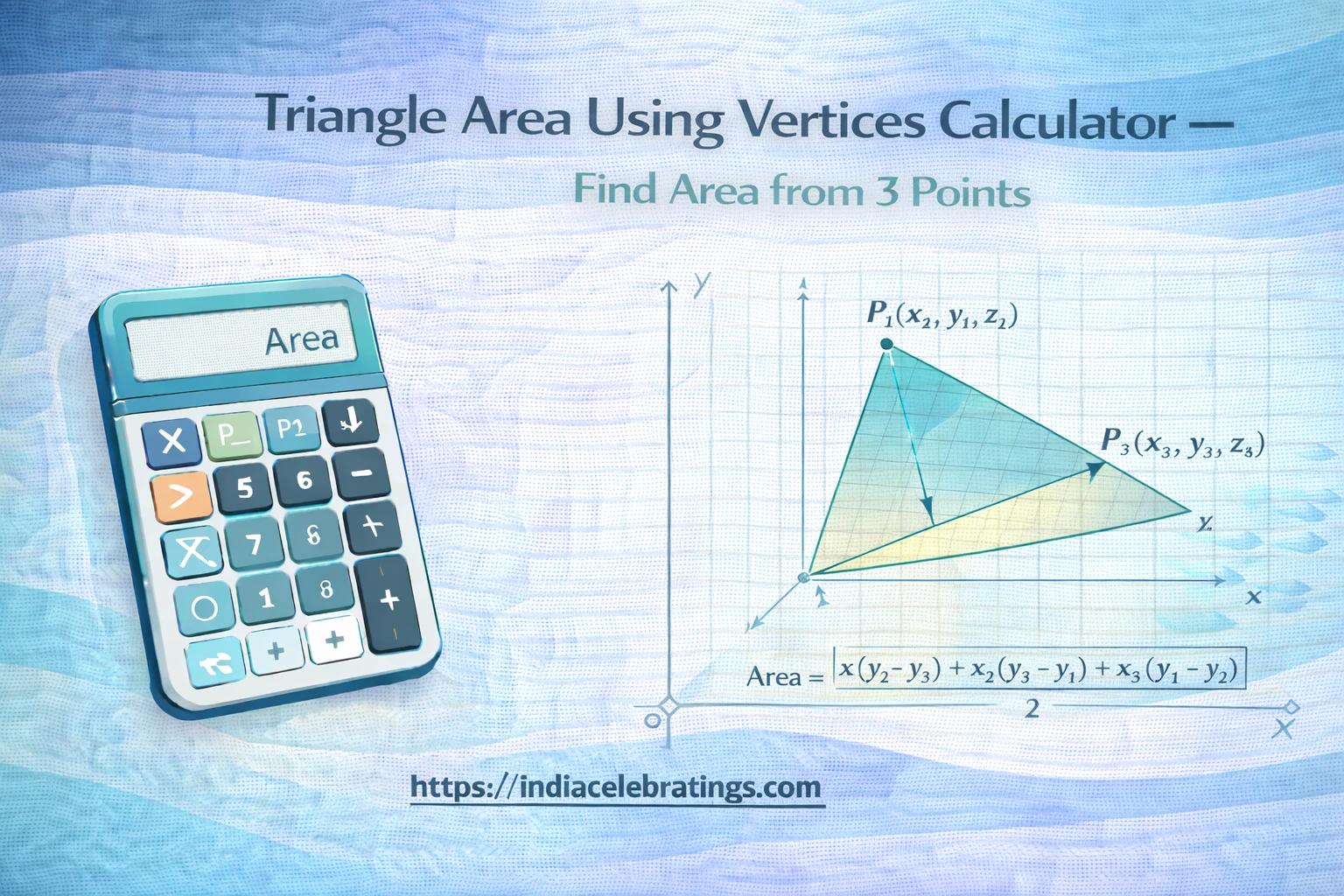 Triangle Area Using Vertices Calculator — Find Area from 3 Points 1 Triangle Area using Vertices Calculator