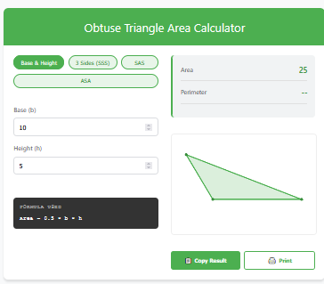 obtuse Triangle Area Calculator