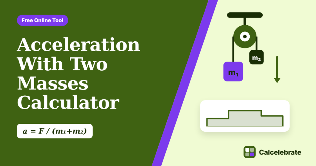 Acceleration With Two Masses Calculator: formula, steps and worked examples on Calcelebrate