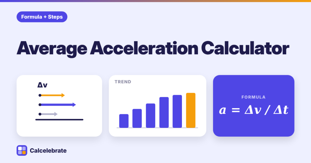 Average Acceleration Calculator: formula, steps and worked examples on Calcelebrate