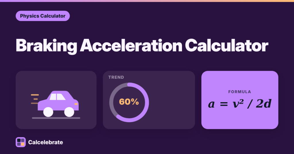 Braking Acceleration Calculator: formula, steps and worked examples on Calcelebrate