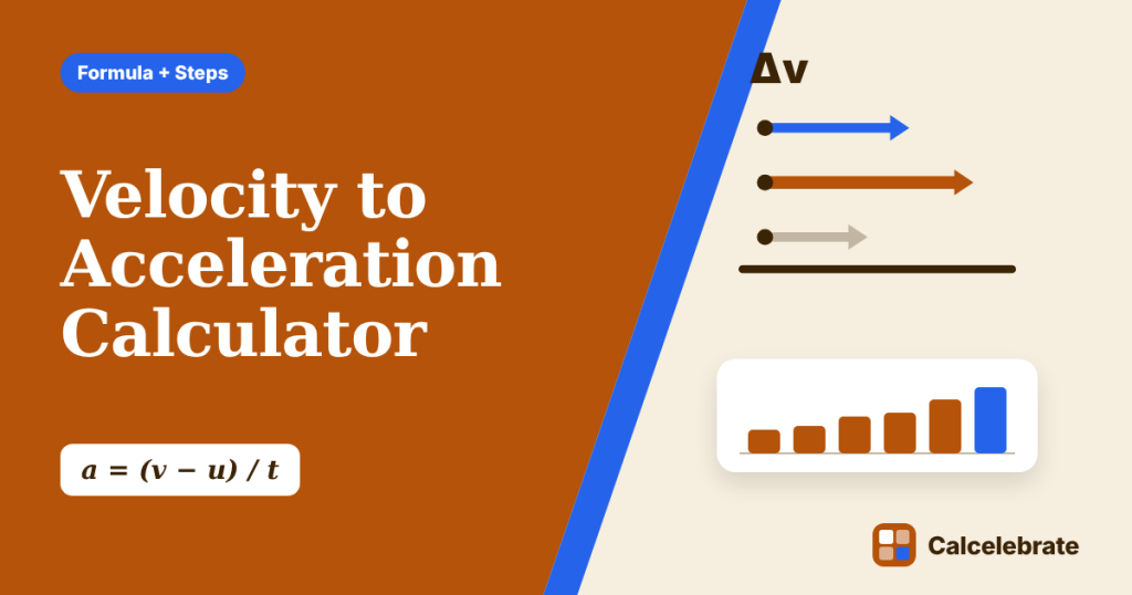 Velocity to Acceleration Calculator: formula, steps and worked examples on Calcelebrate